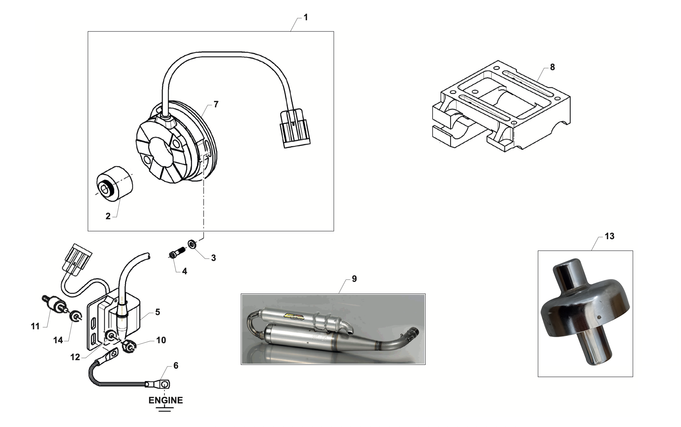 OK S3 Junior — Ignition / Motor Mount / Exhaust (OKJ)